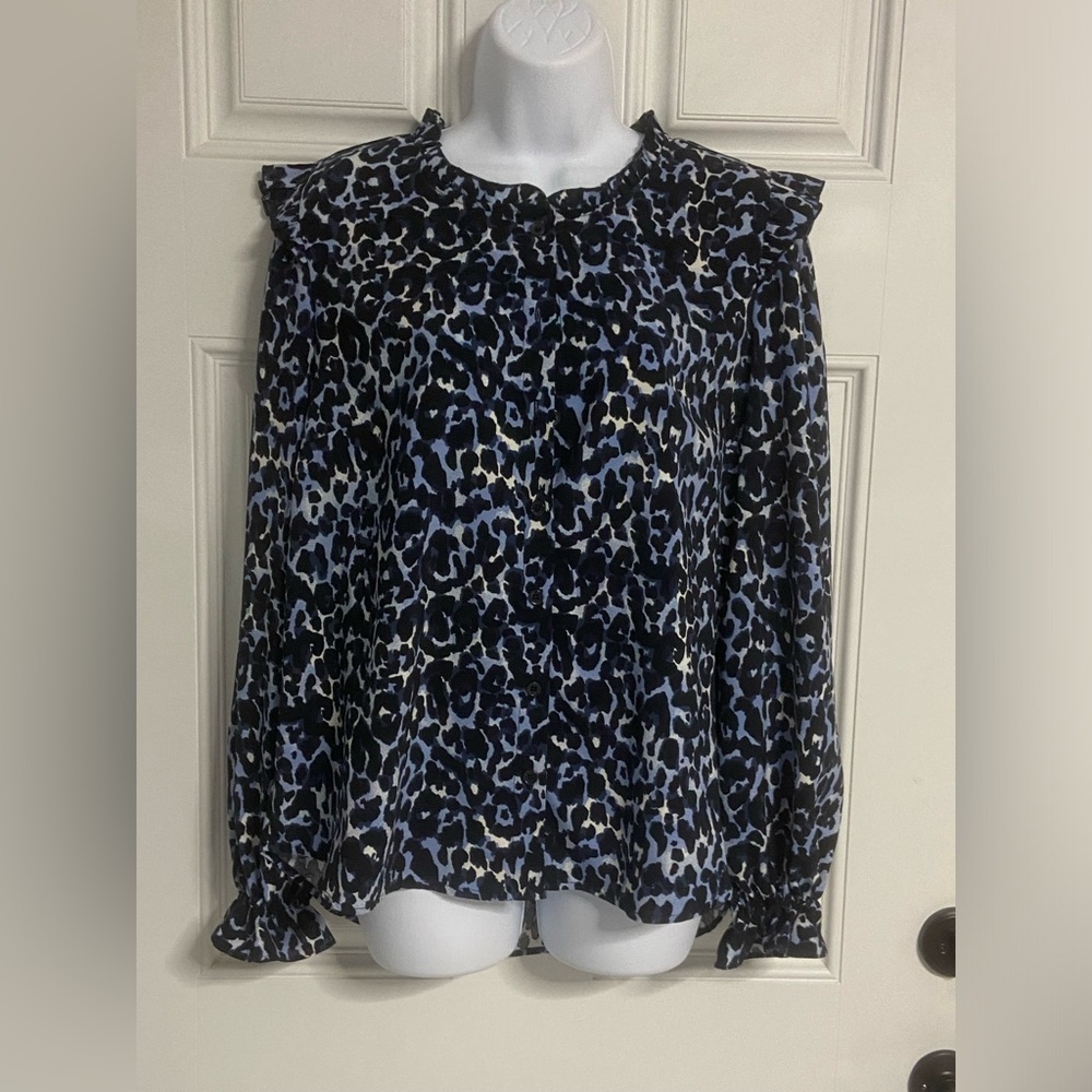 4- Adyson Parker Blue-Black Animal Print Blouse